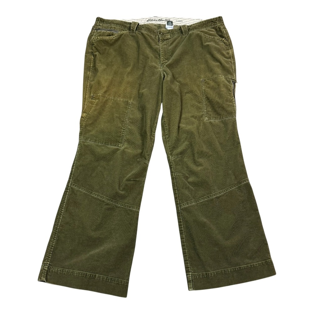 Eddie Bauer Classic Specialty Dyed Green Corduroy Pants Women's 24W (46x31)